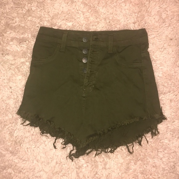 Olive Green High waisted shorts - Picture 1 of 2